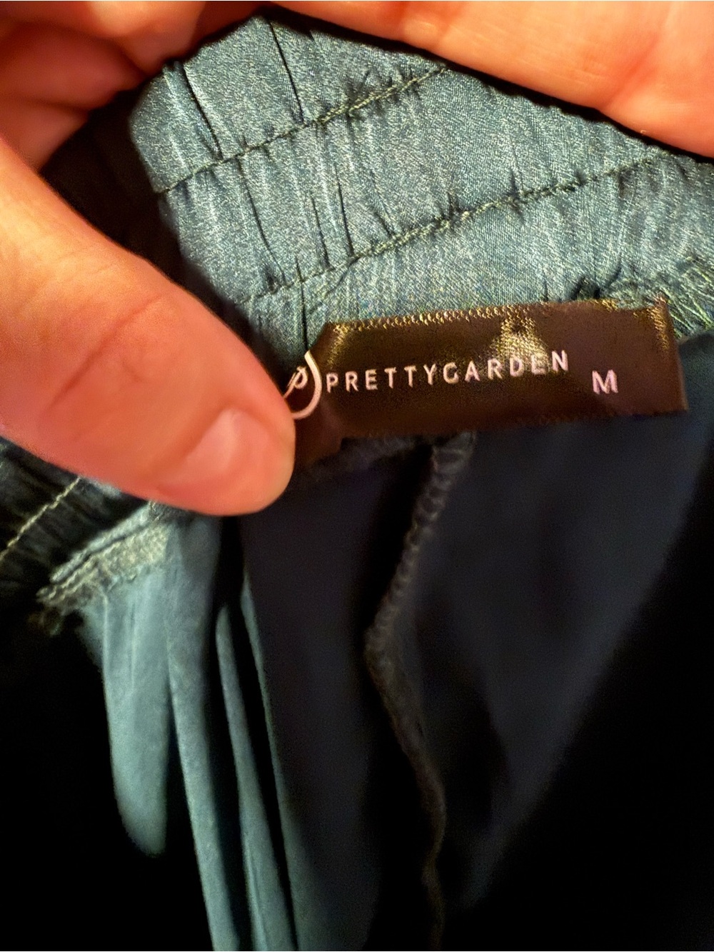 Pretty Garden Satin Jogger Cargo Pockets Pants Teal Women's Medium - Picture 6 of 7